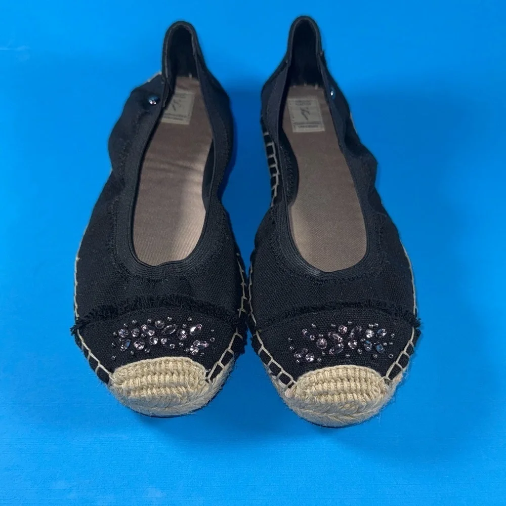 New Simply Vera Vera Wang Honey Crisp Black Espadrille Flat Slip-On Shoes